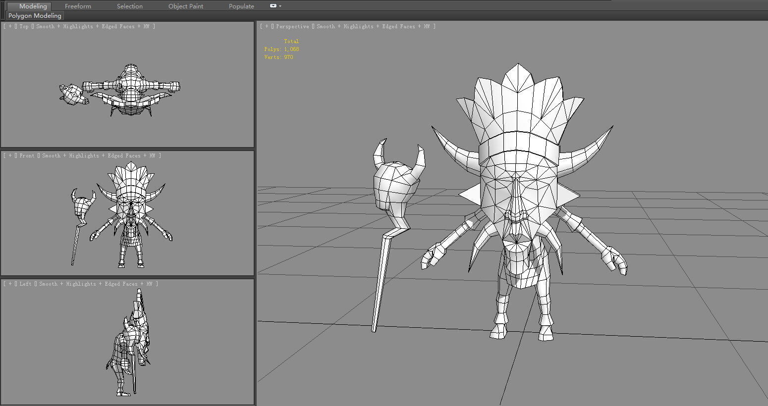 Cartoon tribal chieftain - The wild man wearing a mask Low-poly 3D model_5