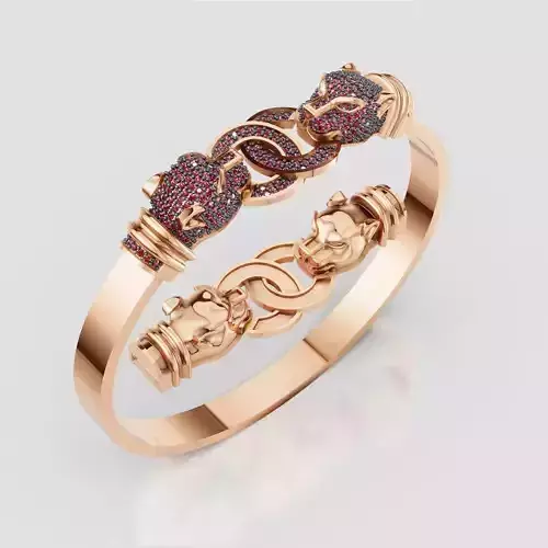 3D Printable Jewelry design of Bangle with Tiger Face