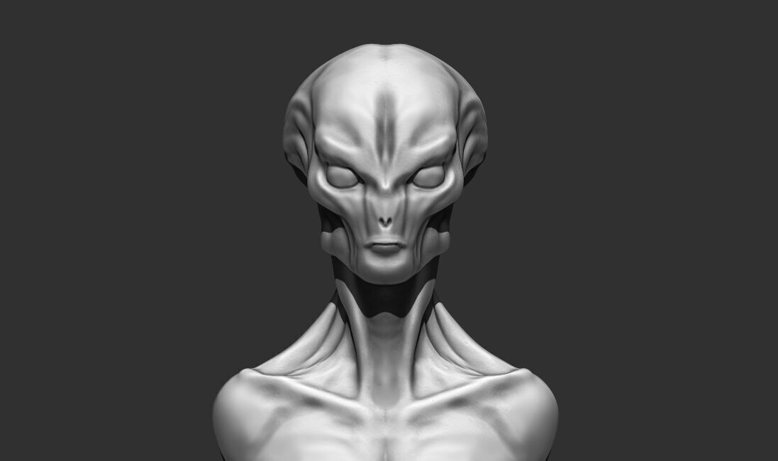 Alien Bust 7 - Detailed Humanoid 3D Print Model 3D print model_13