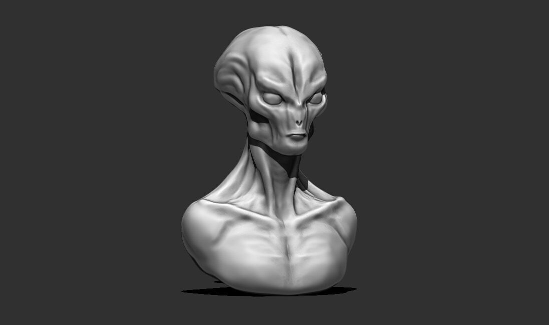 Alien Bust 7 - Detailed Humanoid 3D Print Model 3D print model_2