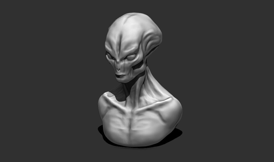 Alien Bust 7 - Detailed Humanoid 3D Print Model 3D print model_12