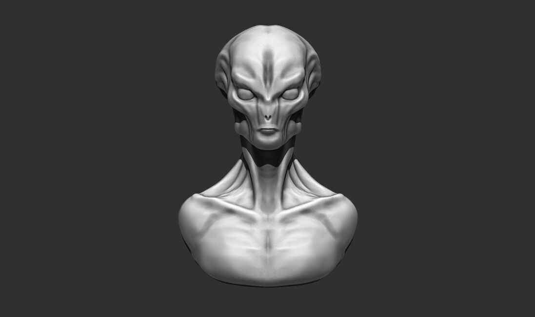 Alien Bust 7 - Detailed Humanoid 3D Print Model 3D print model_1