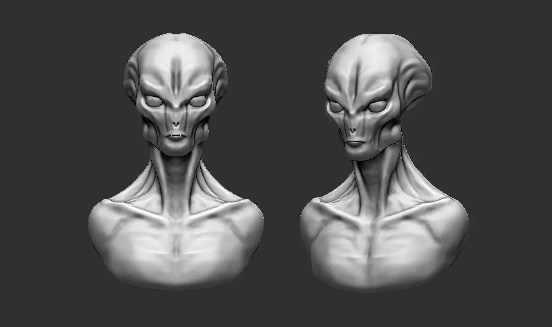Alien Bust 7 - Detailed Humanoid 3D Print Model 3D print model_0