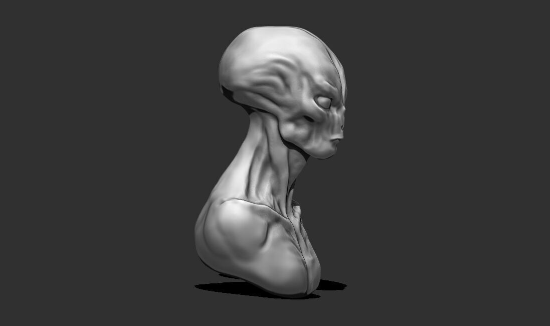 Alien Bust 7 - Detailed Humanoid 3D Print Model 3D print model_6