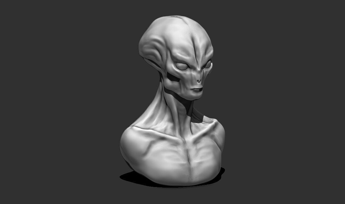 Alien Bust 7 - Detailed Humanoid 3D Print Model 3D print model_4