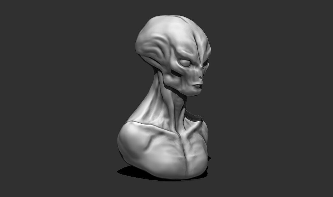 Alien Bust 7 - Detailed Humanoid 3D Print Model 3D print model_5