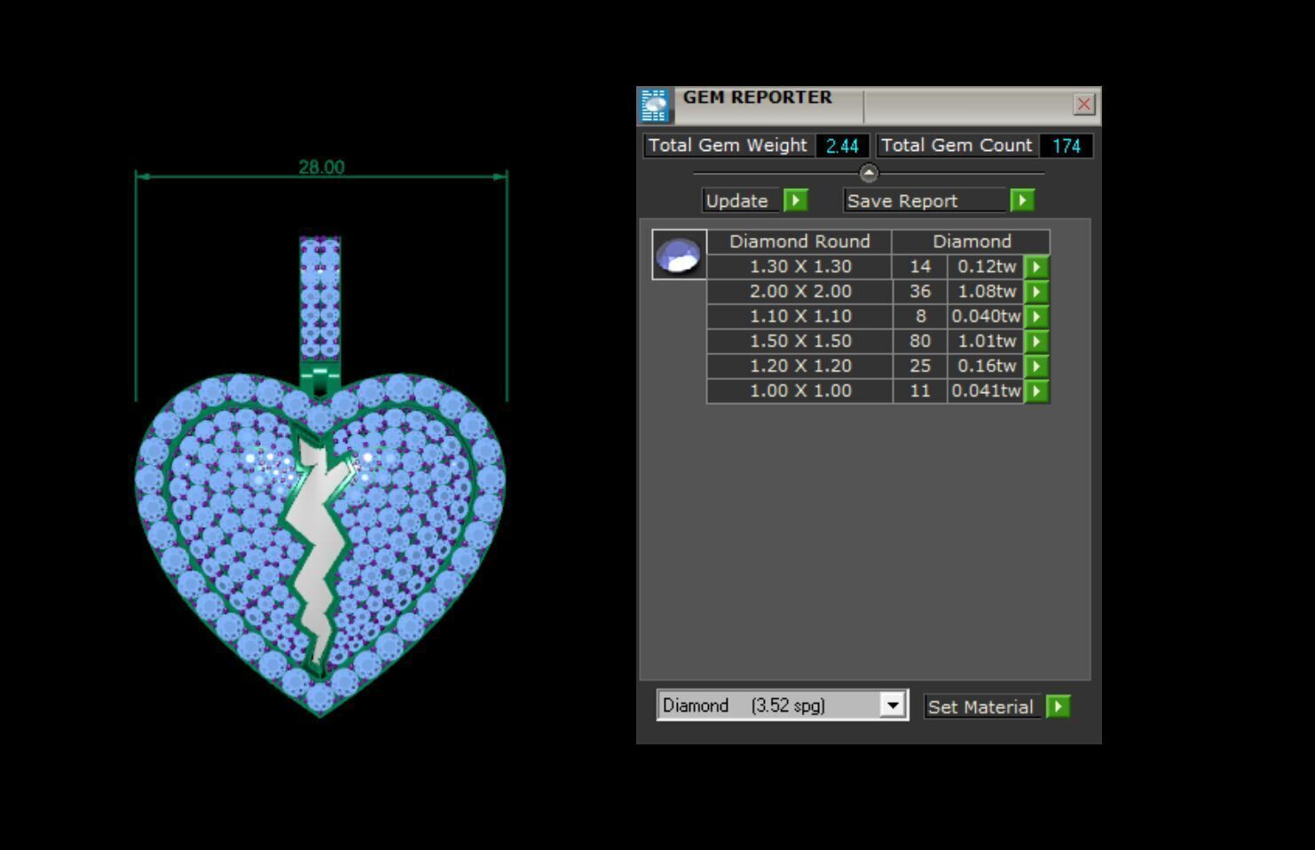 Broken heart pendant 3D print model_10