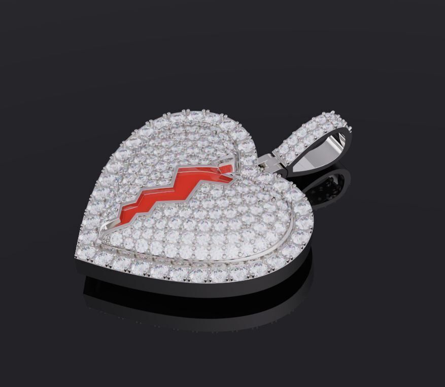 Broken heart pendant 3D print model_1