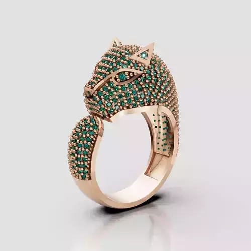 Printable 3D jewelry design of Lady ring Tiger face