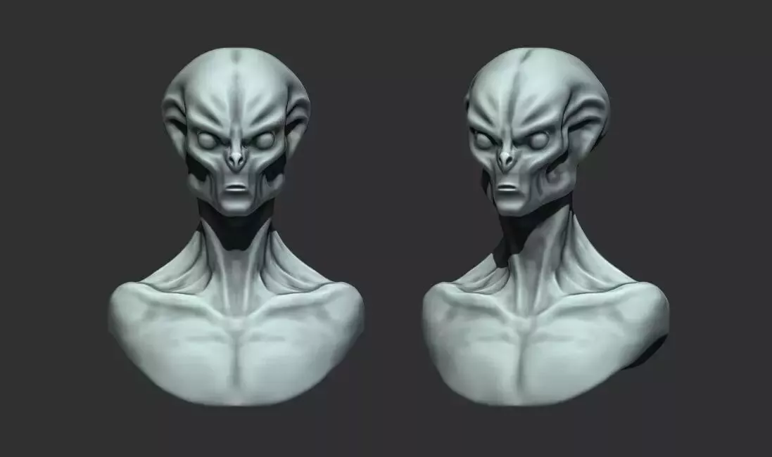 Alien Bust 8 - Sculpture Detailed 3D STL 3D print model
