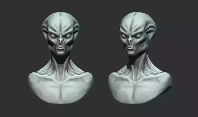 Alien Bust 8 - Sculpture Detailed 3D STL