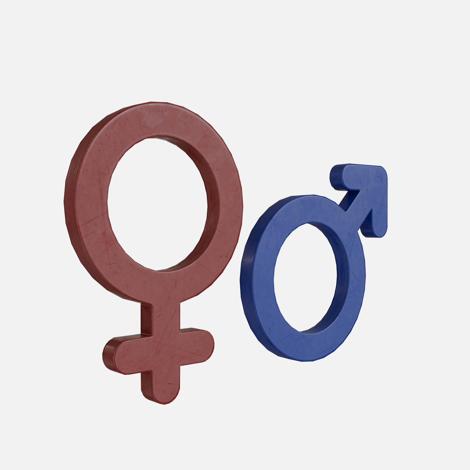 Genders symbols Old Plastic Low-poly 3D model_2
