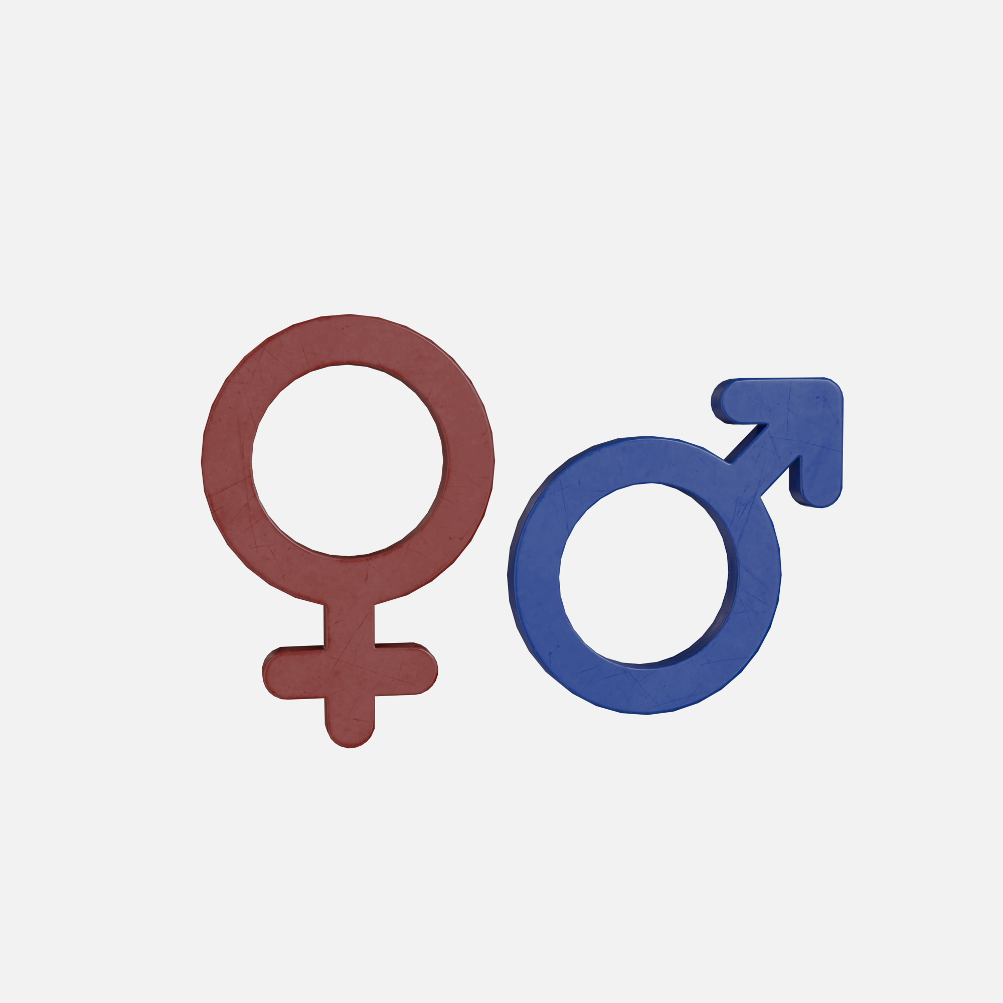 Genders symbols Old Plastic Low-poly 3D model_3