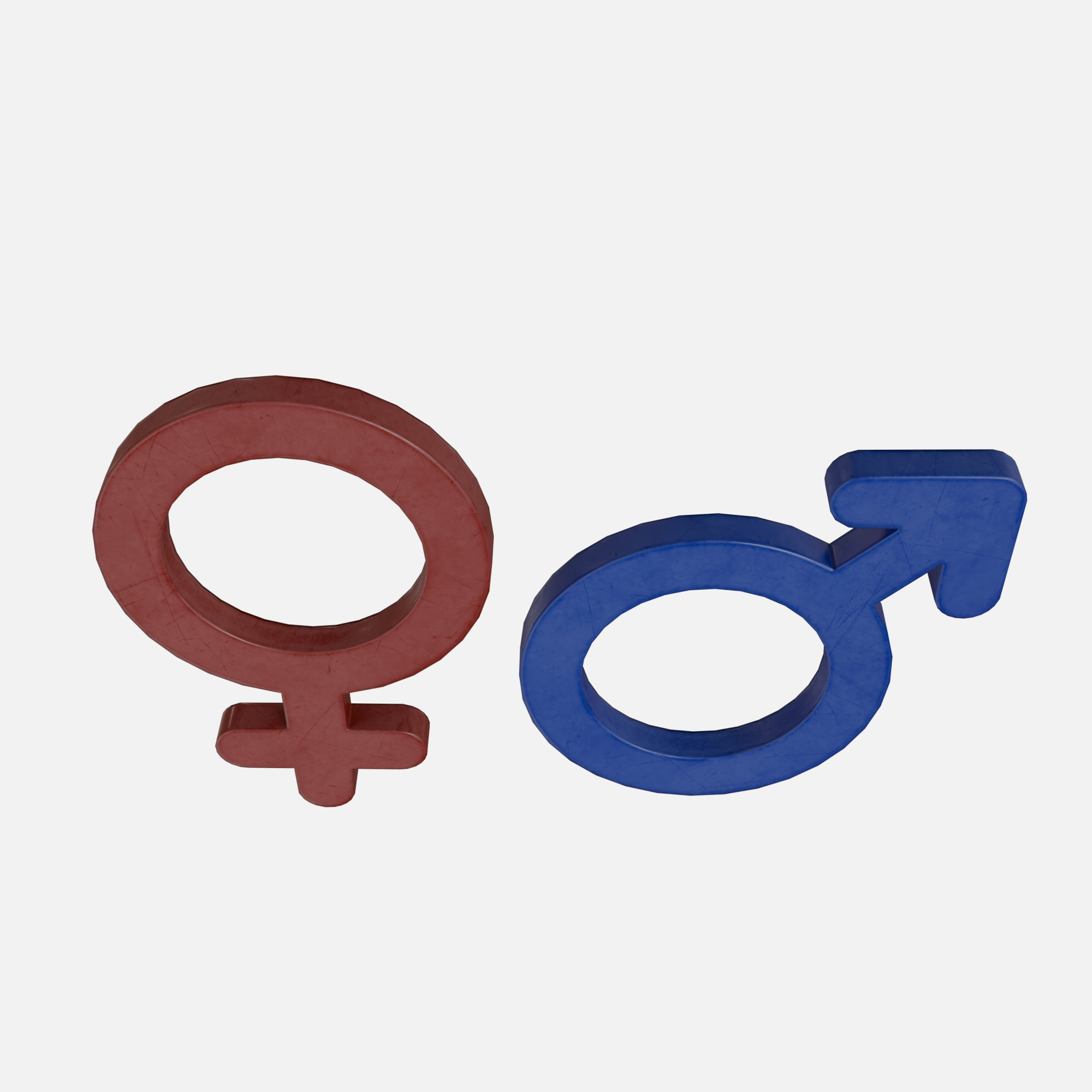 Genders symbols Old Plastic Low-poly 3D model_4