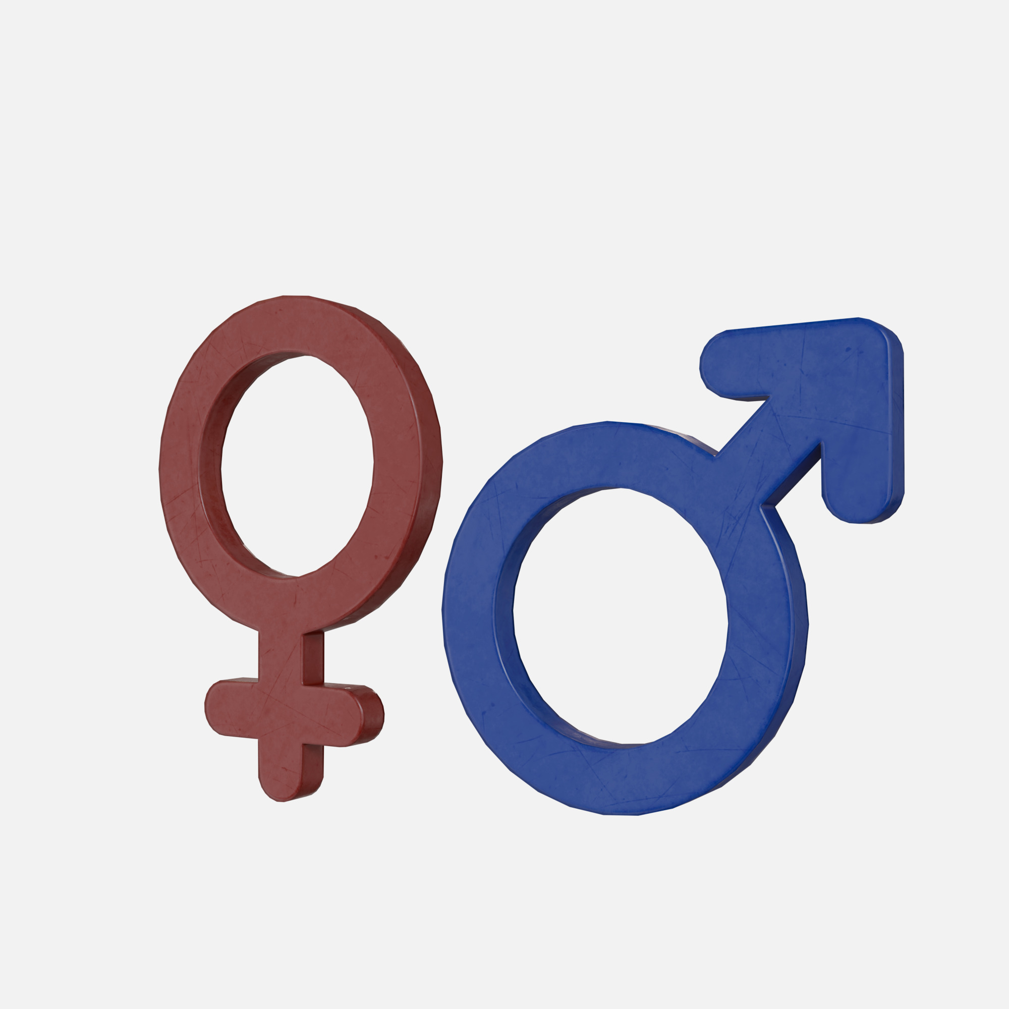 Genders symbols Old Plastic Low-poly 3D model_1