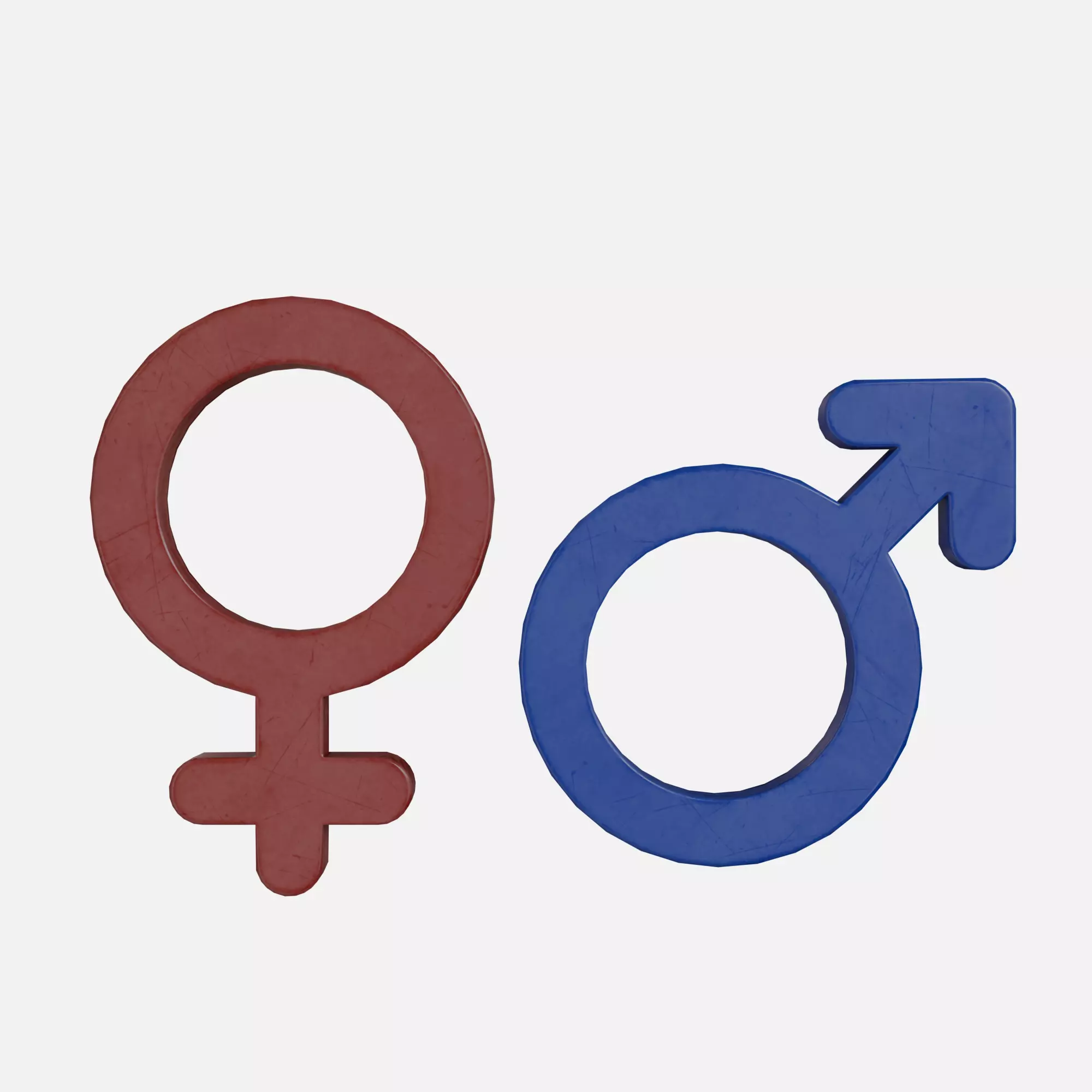 Genders symbols Old Plastic Low-poly 3D model_0