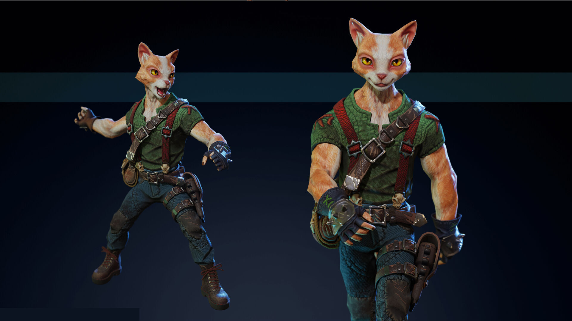 Cat man Low-poly 3D model_2