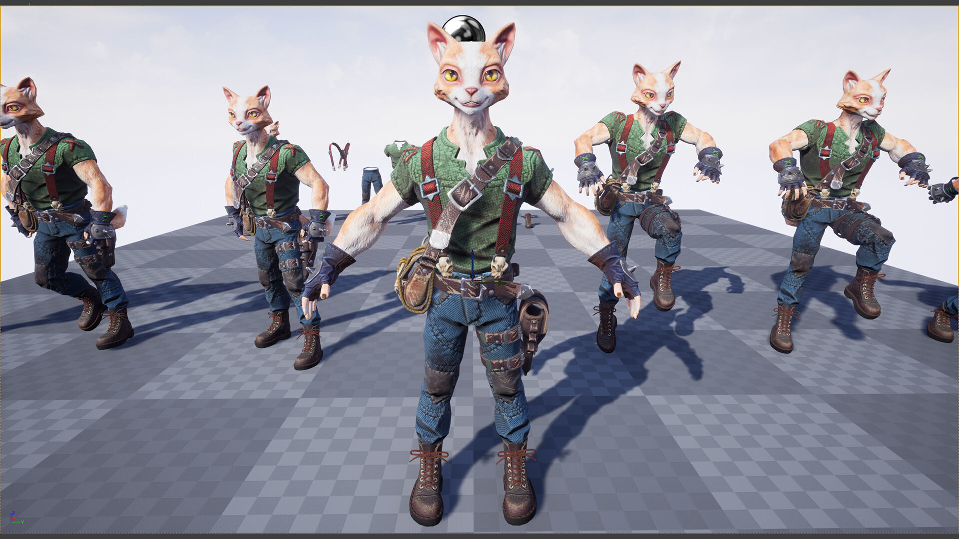 Cat man Low-poly 3D model_4