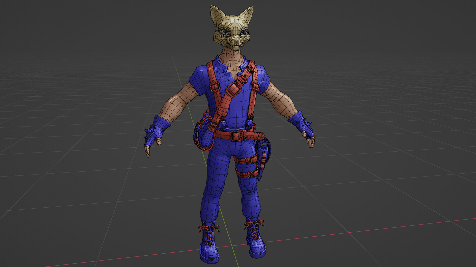 Cat man Low-poly 3D model_25