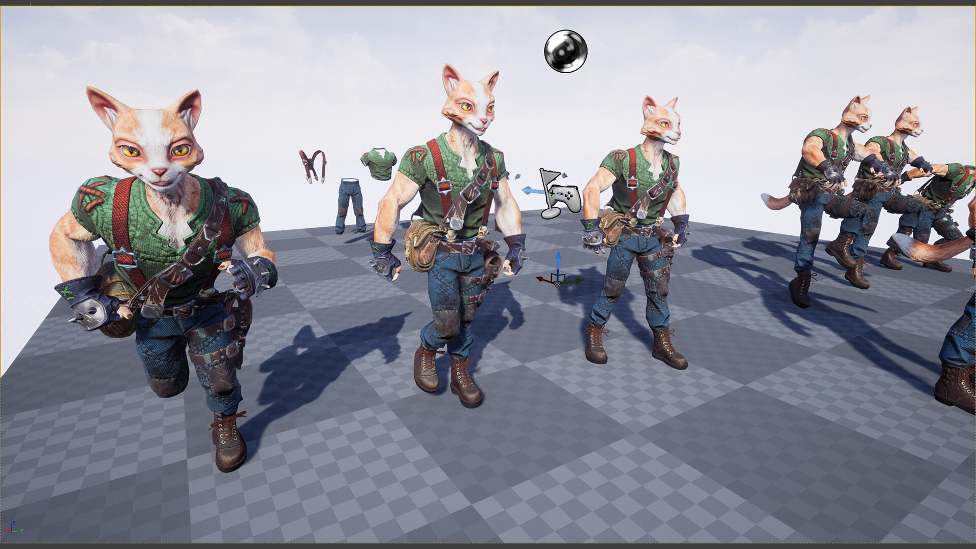 Cat man Low-poly 3D model_5