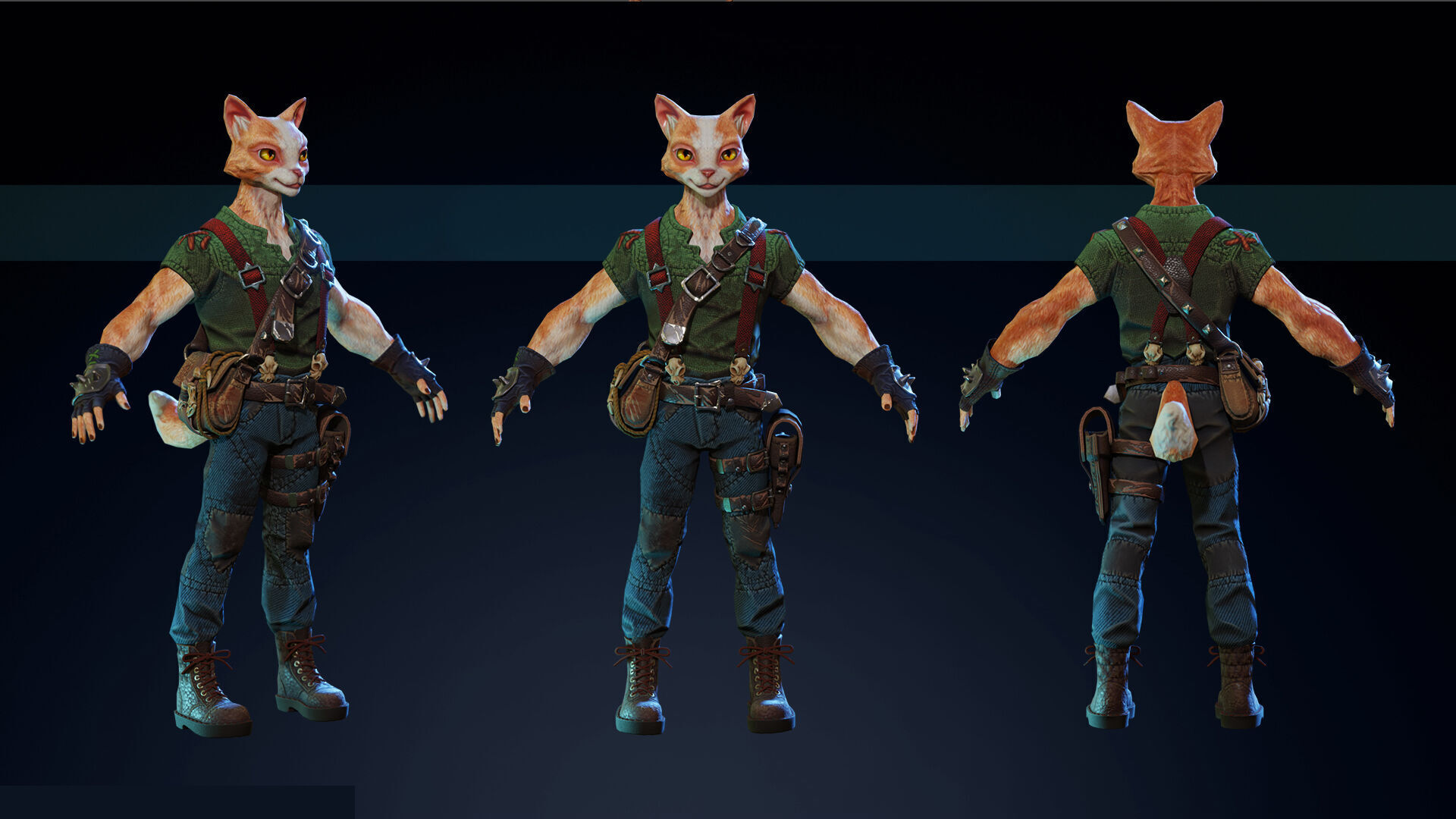 Cat man Low-poly 3D model_3