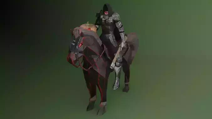 Headless horseman Ghost rider Dark Haunted Legendary knight  Low-poly 3D model