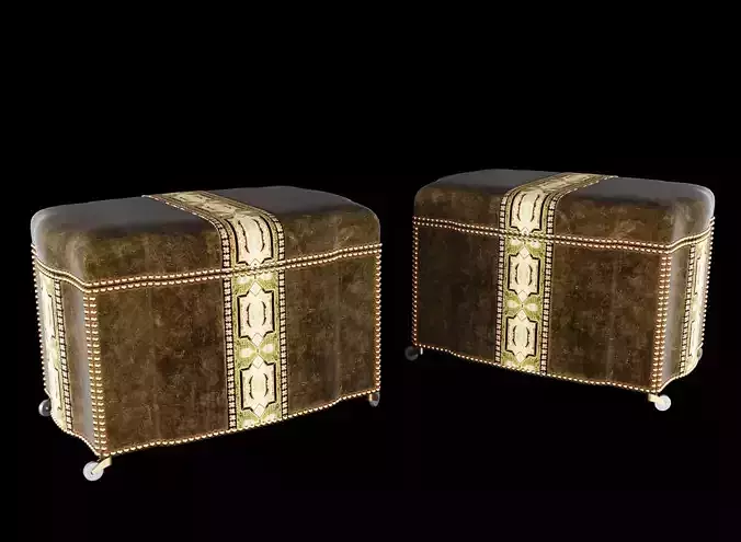 Wooden chest with raised front and side panels