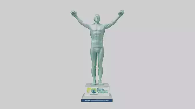 Energy Efficiency Champion Statue model Low-poly 3D model