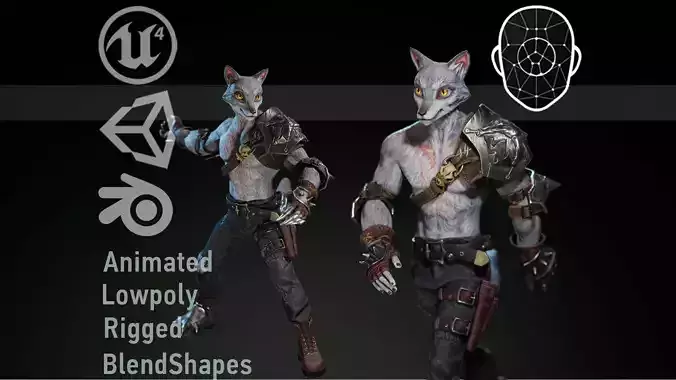 Wolf Man Low-poly 3D model