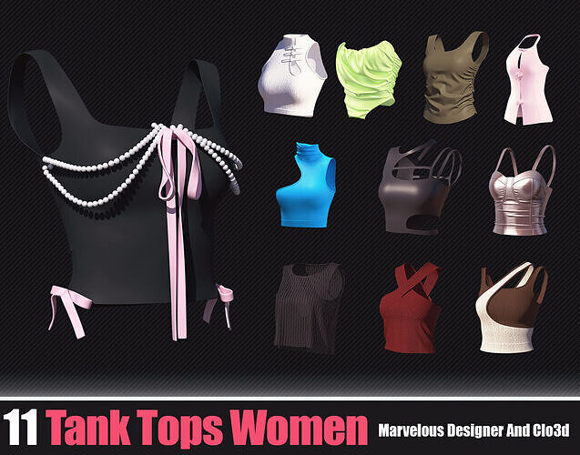 11 Tank Tops Women In Marvelouse Designer 3D model