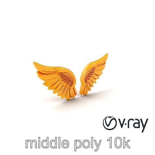 Golden Angel Wings Sculpture model pack Low-poly 3D model