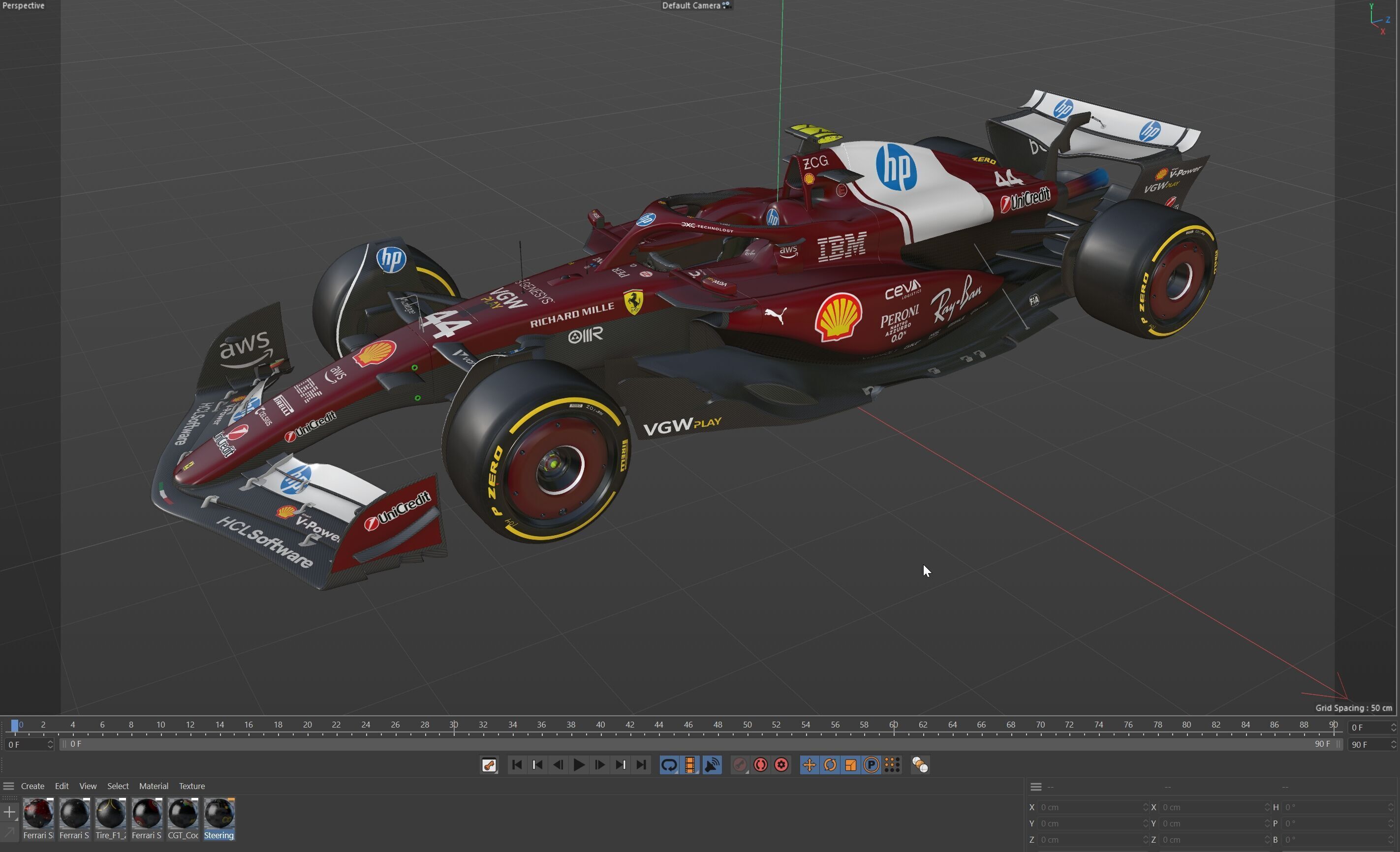 F1 Ferrari SF25 season 2025 Low-poly 3D model_14