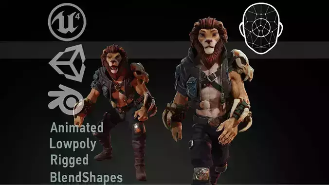 Lion Man Low-poly 3D model Lion Man Low-poly 3D model