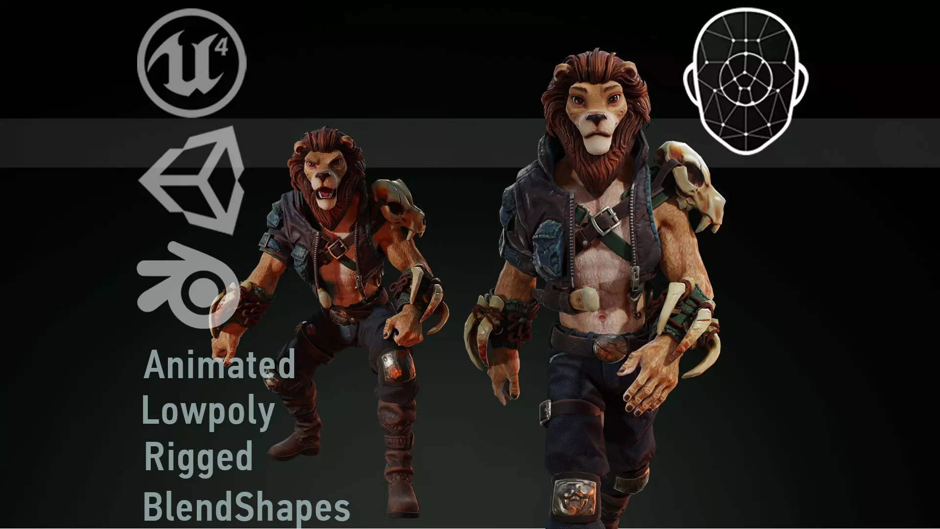 Lion Man Low-poly 3D model_0