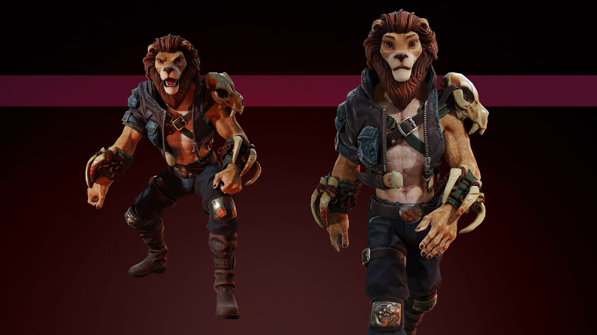 Lion Man Low-poly 3D model_2