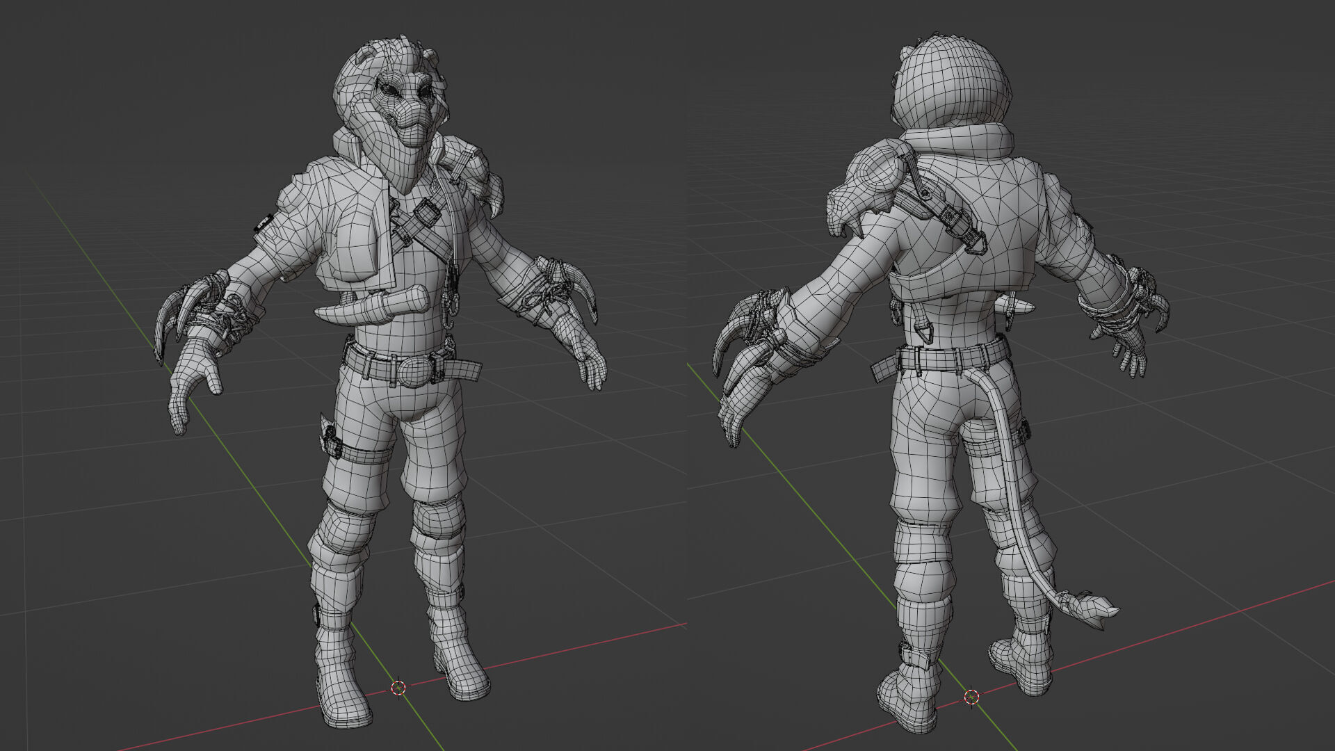 Lion Man Low-poly 3D model_25