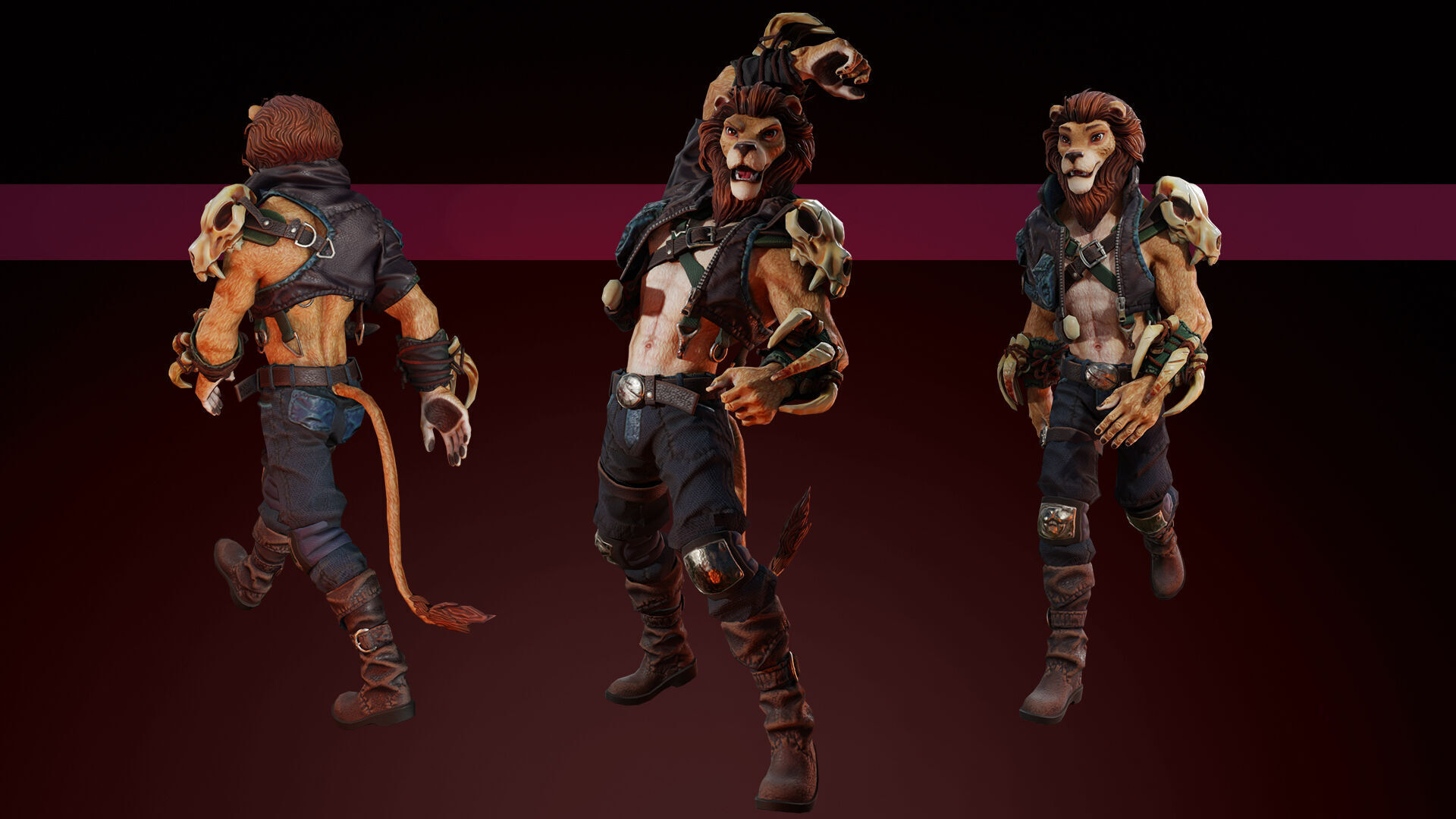 Lion Man Low-poly 3D model_3