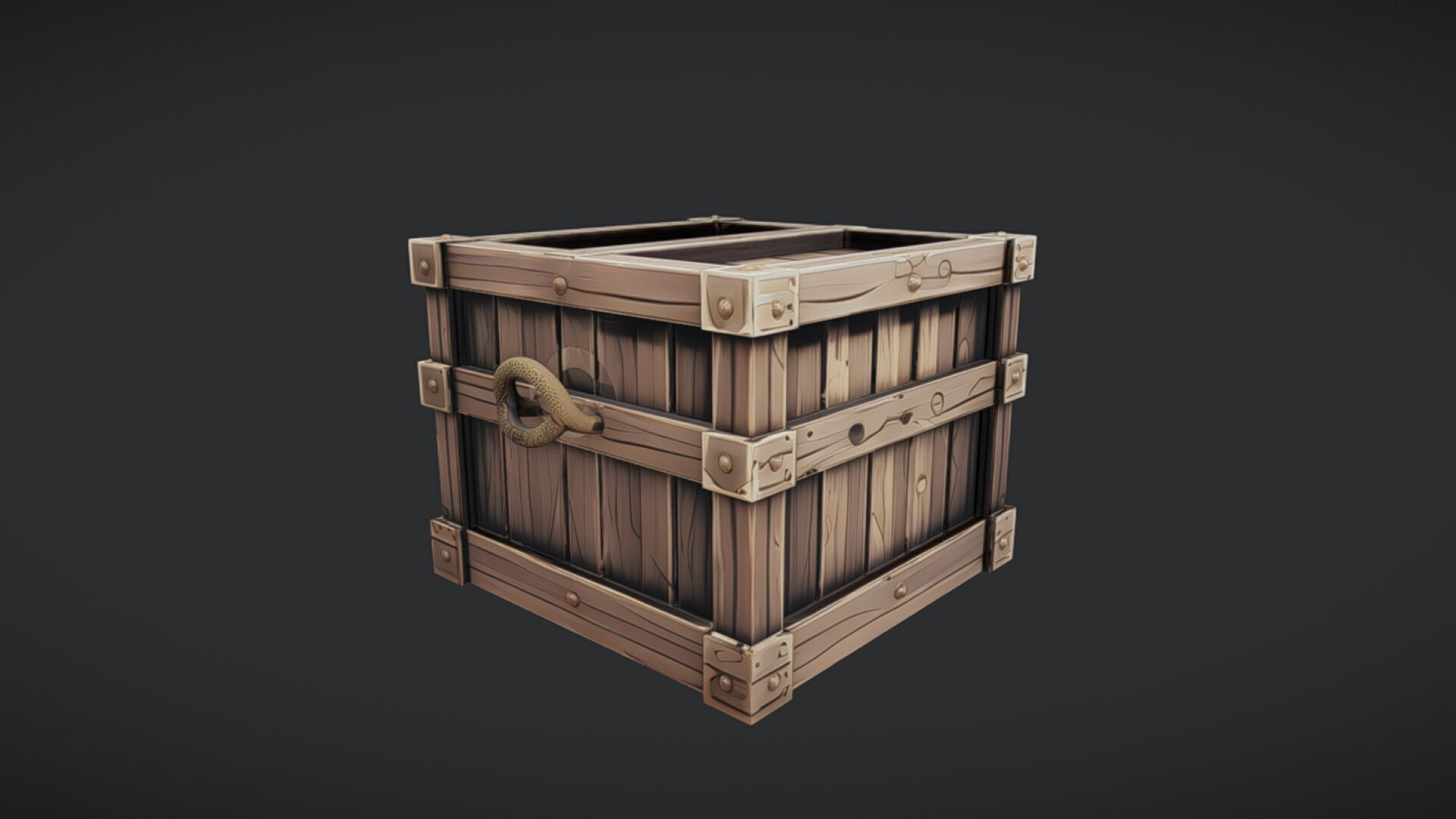 wooden storage crate 3D model_5