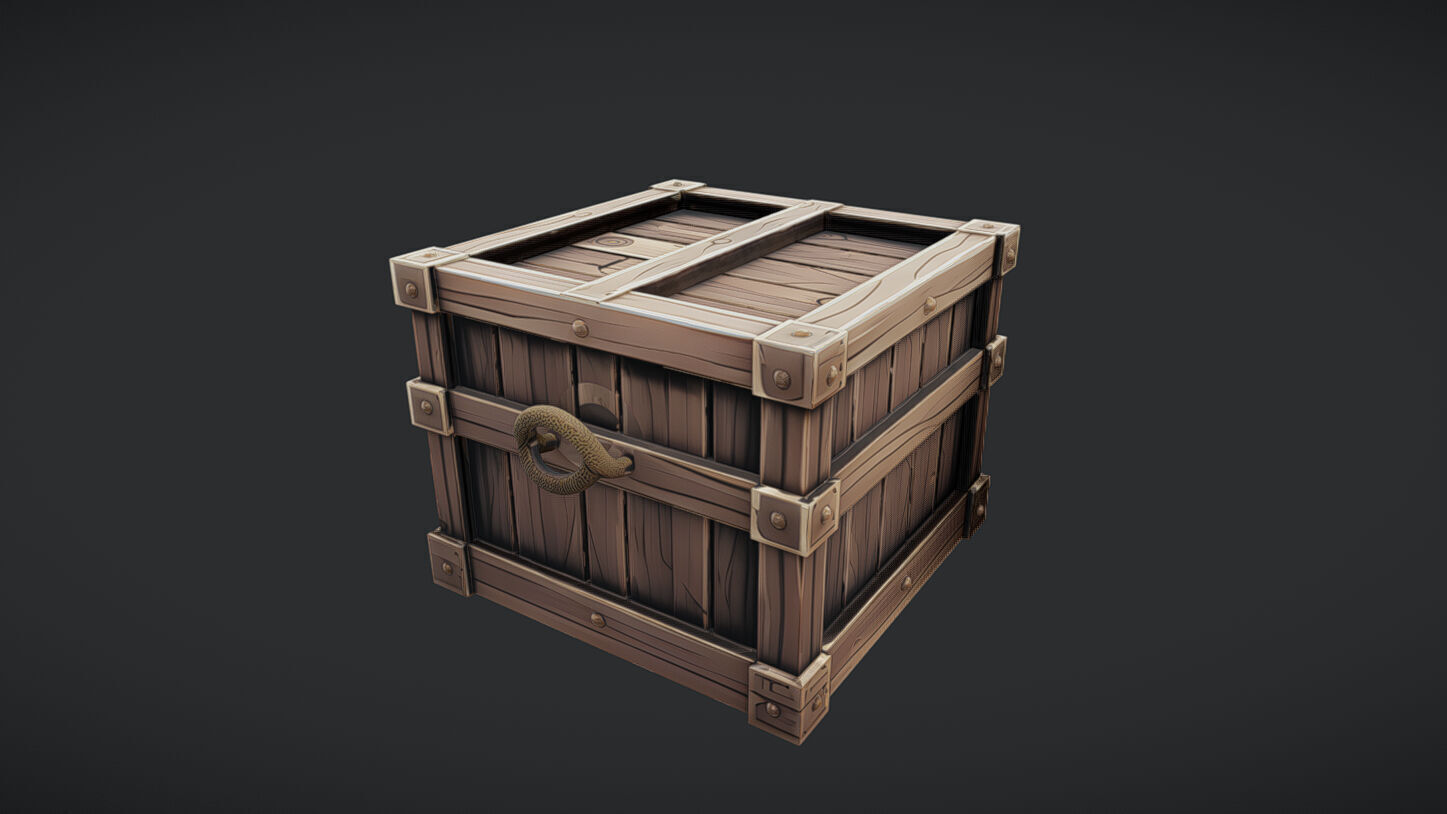 wooden storage crate 3D model_4