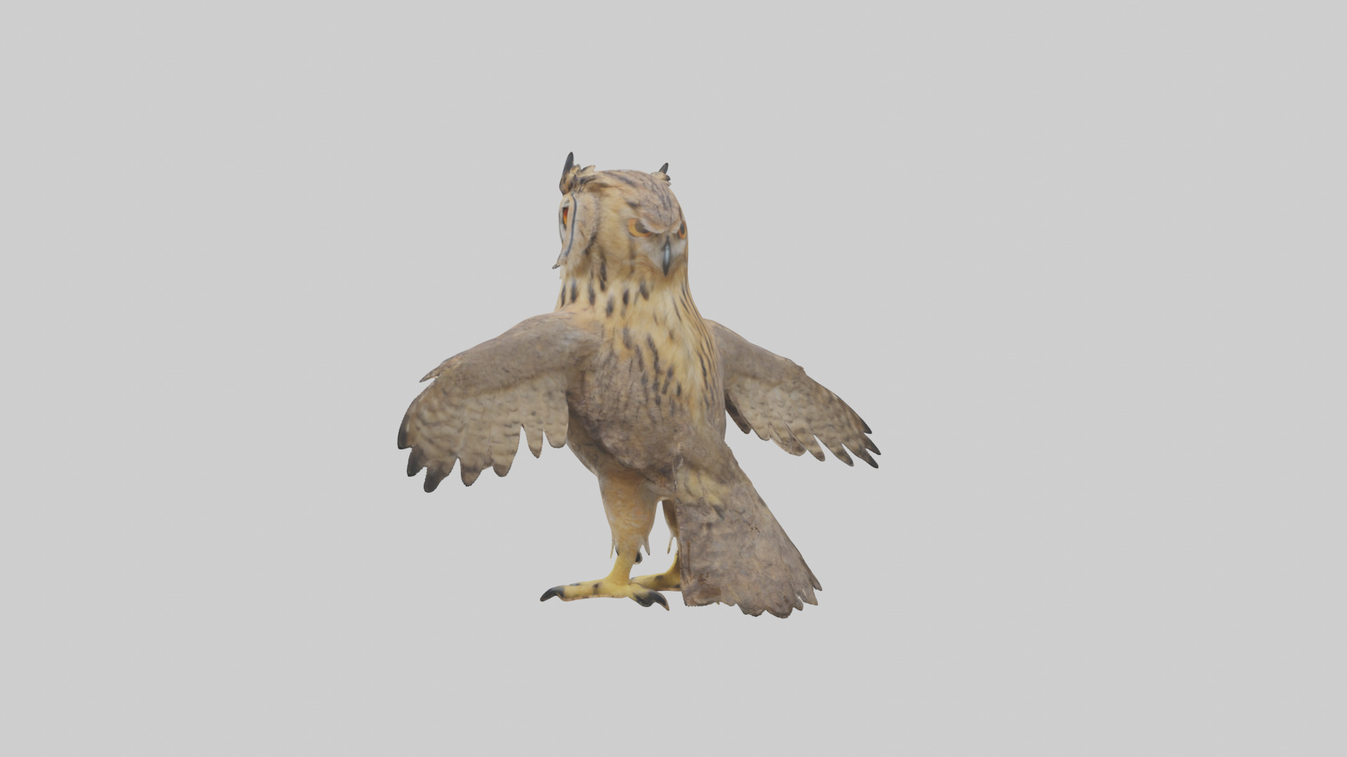 Eurasian Eagle Owl perching model Low-poly 3D model_2