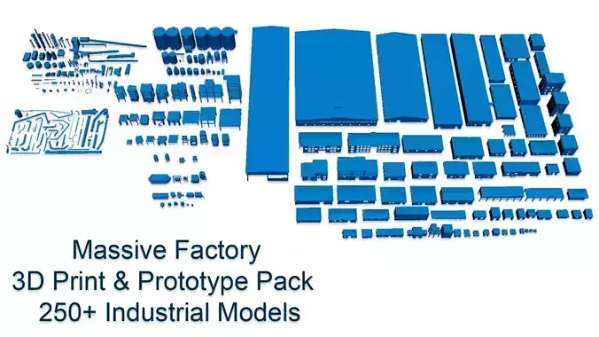 Industrial Factory Model Pack 250 Pieces for 3D Print  3D print model