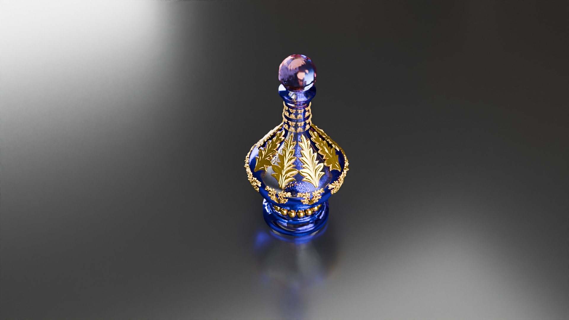 Blue Perfume In Glass Bottles 3D model_11