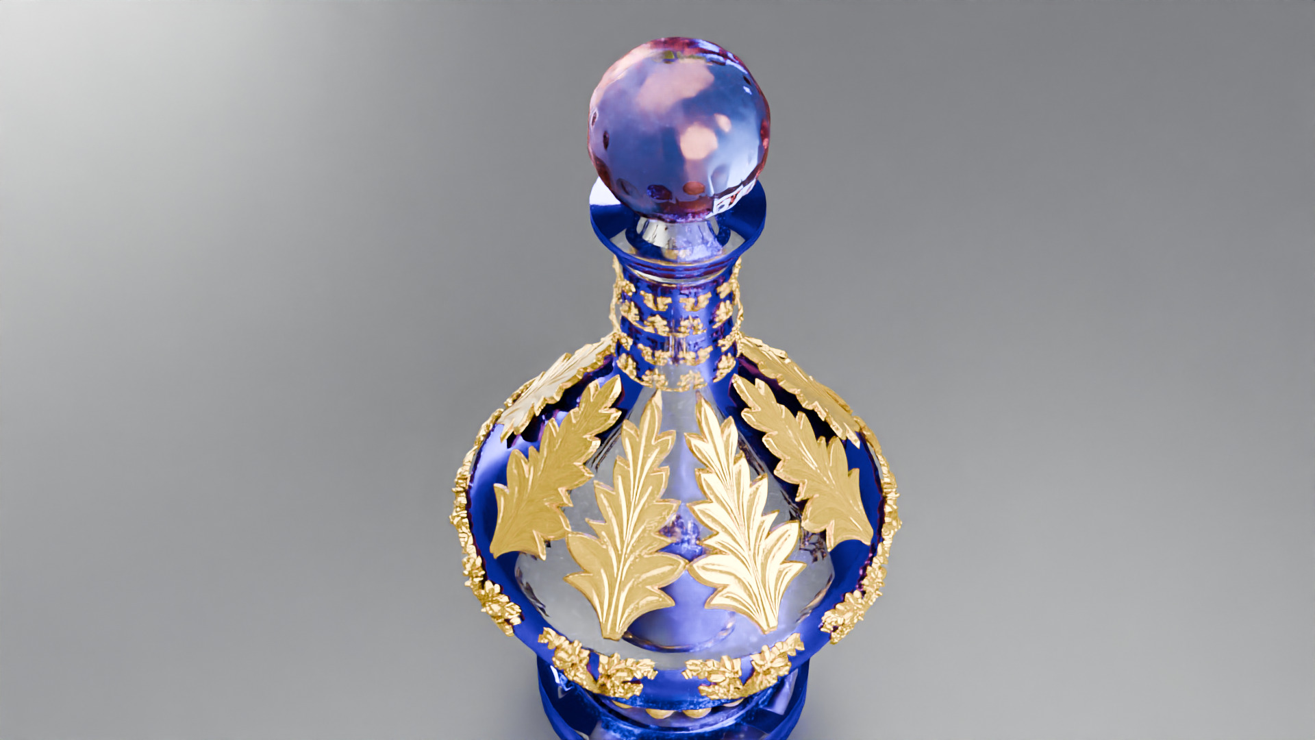 Blue Perfume In Glass Bottles 3D model_5