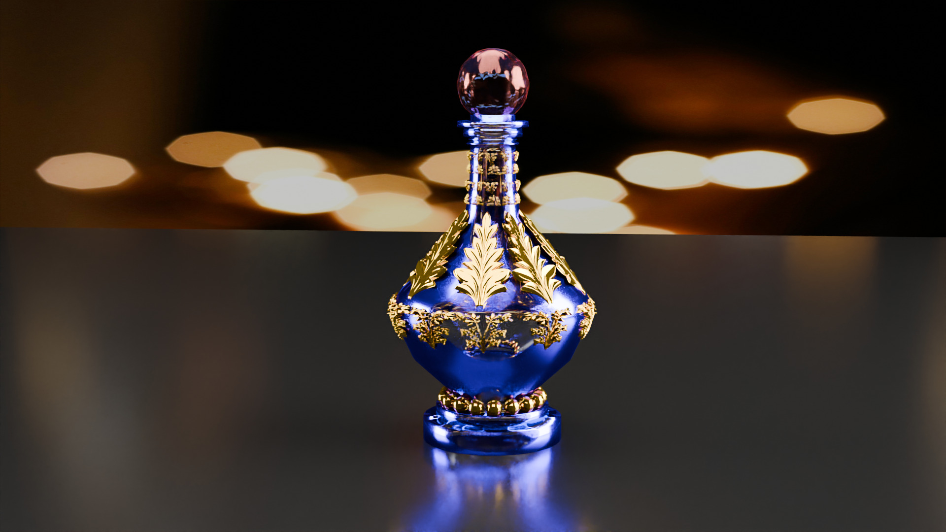 Blue Perfume In Glass Bottles 3D model_10