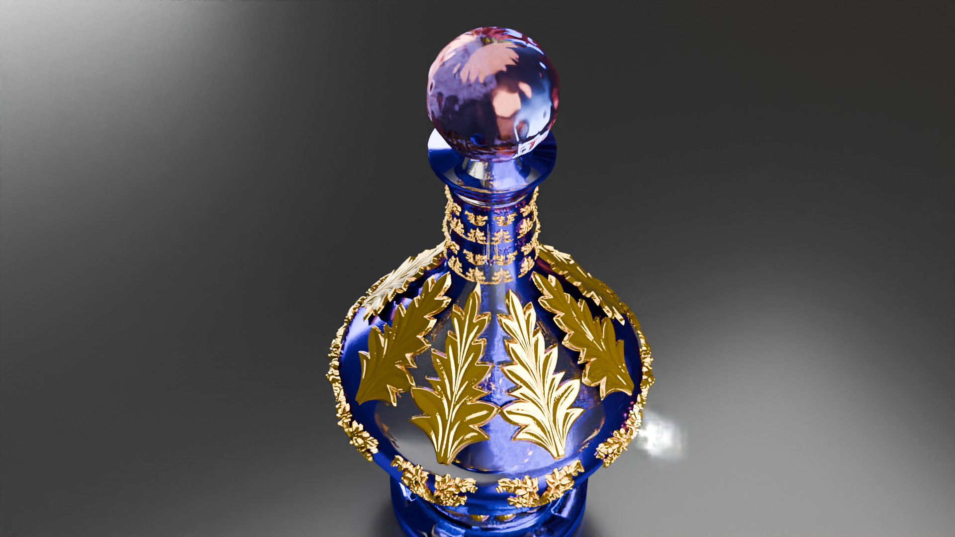 Blue Perfume In Glass Bottles 3D model_12