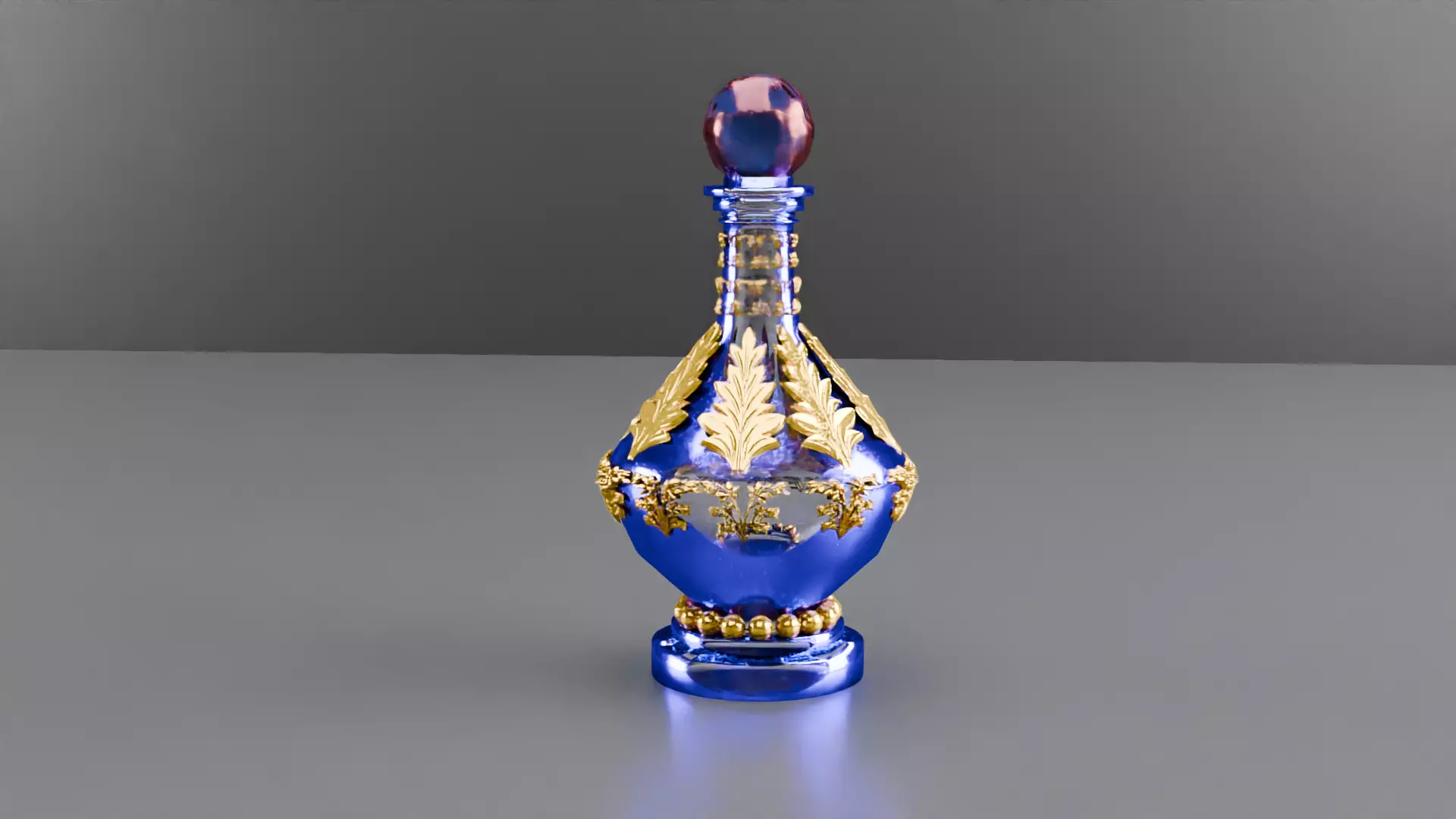 Blue Perfume In Glass Bottles 3D model_0