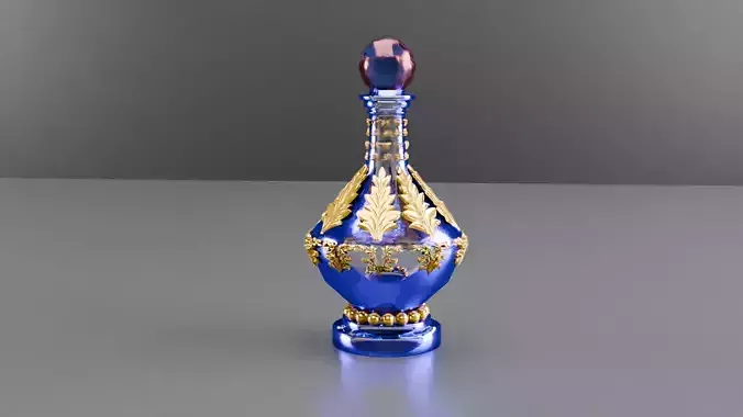 Blue Perfume In Glass Bottles