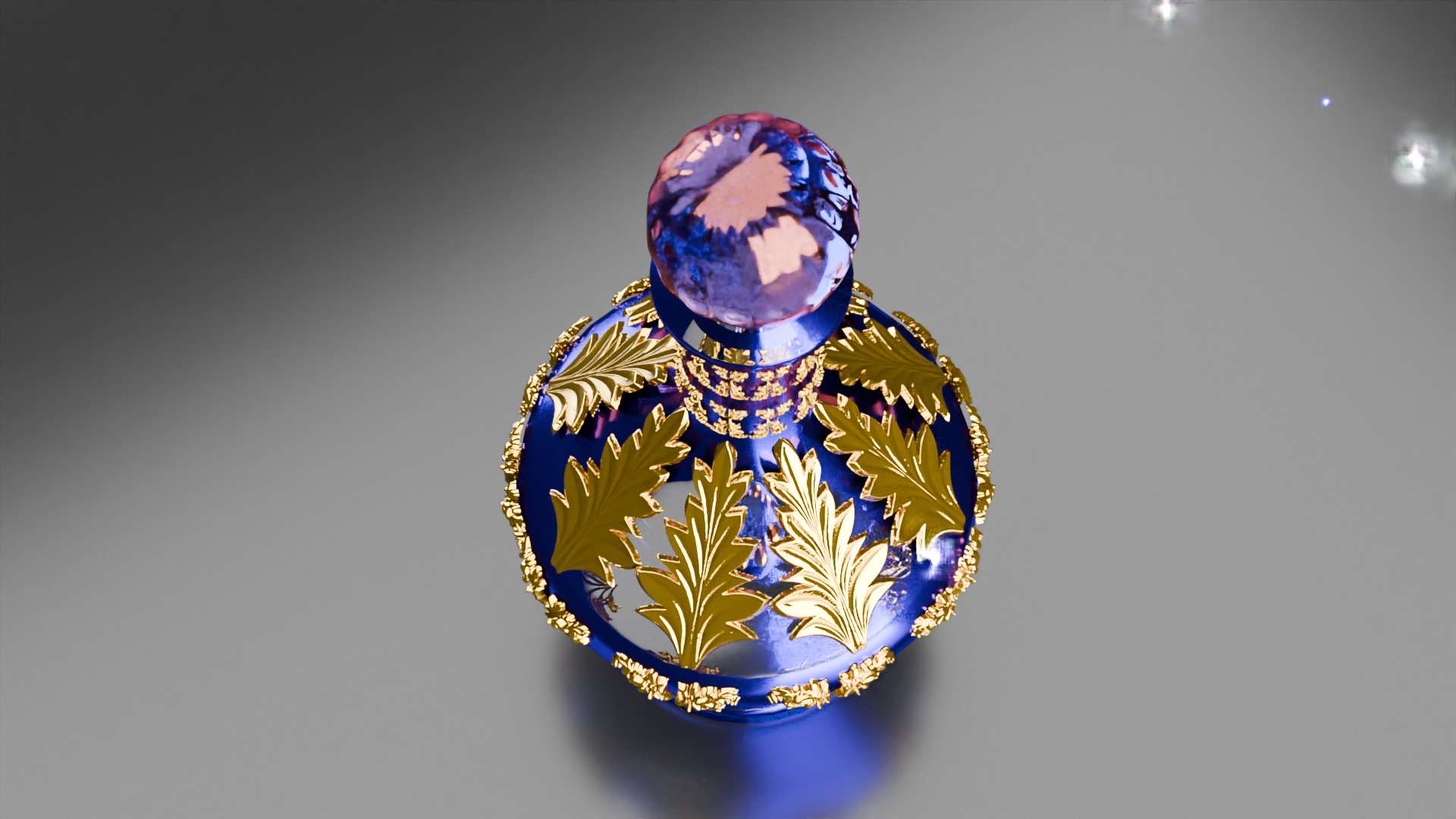 Blue Perfume In Glass Bottles 3D model_15