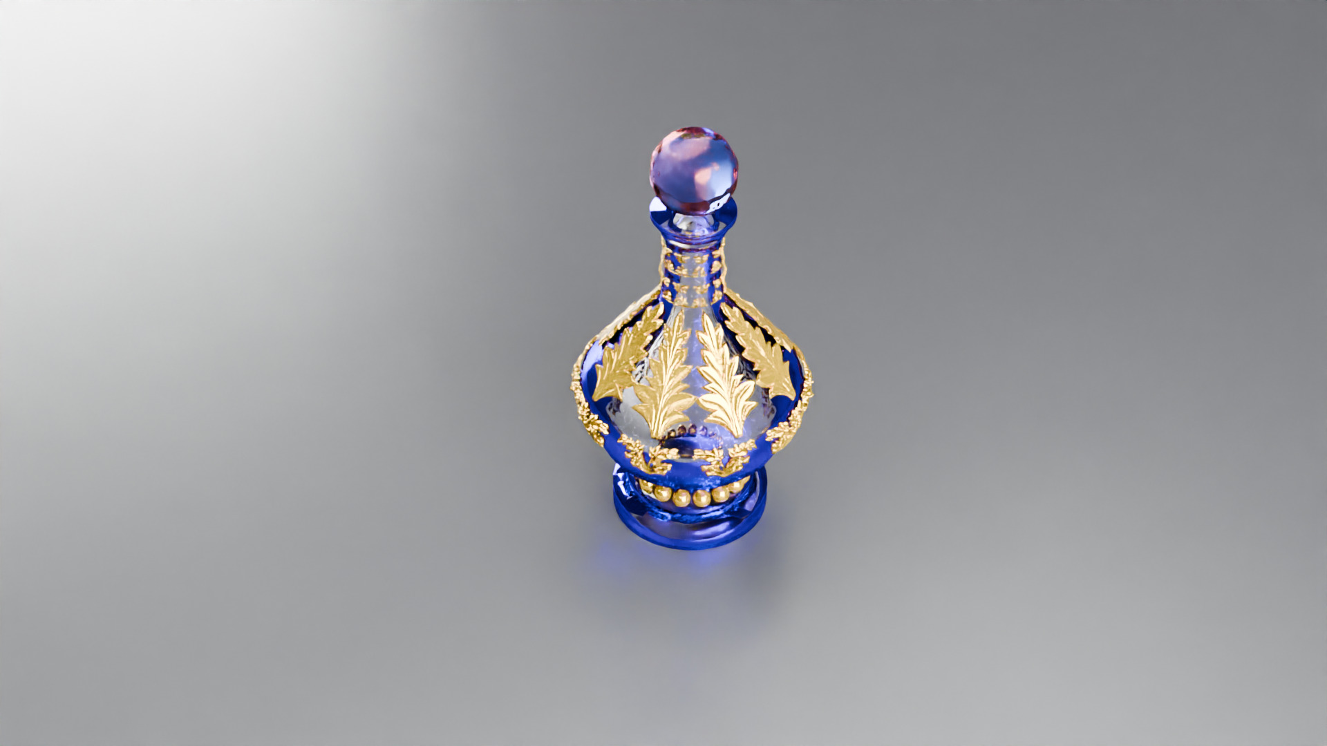 Blue Perfume In Glass Bottles 3D model_4