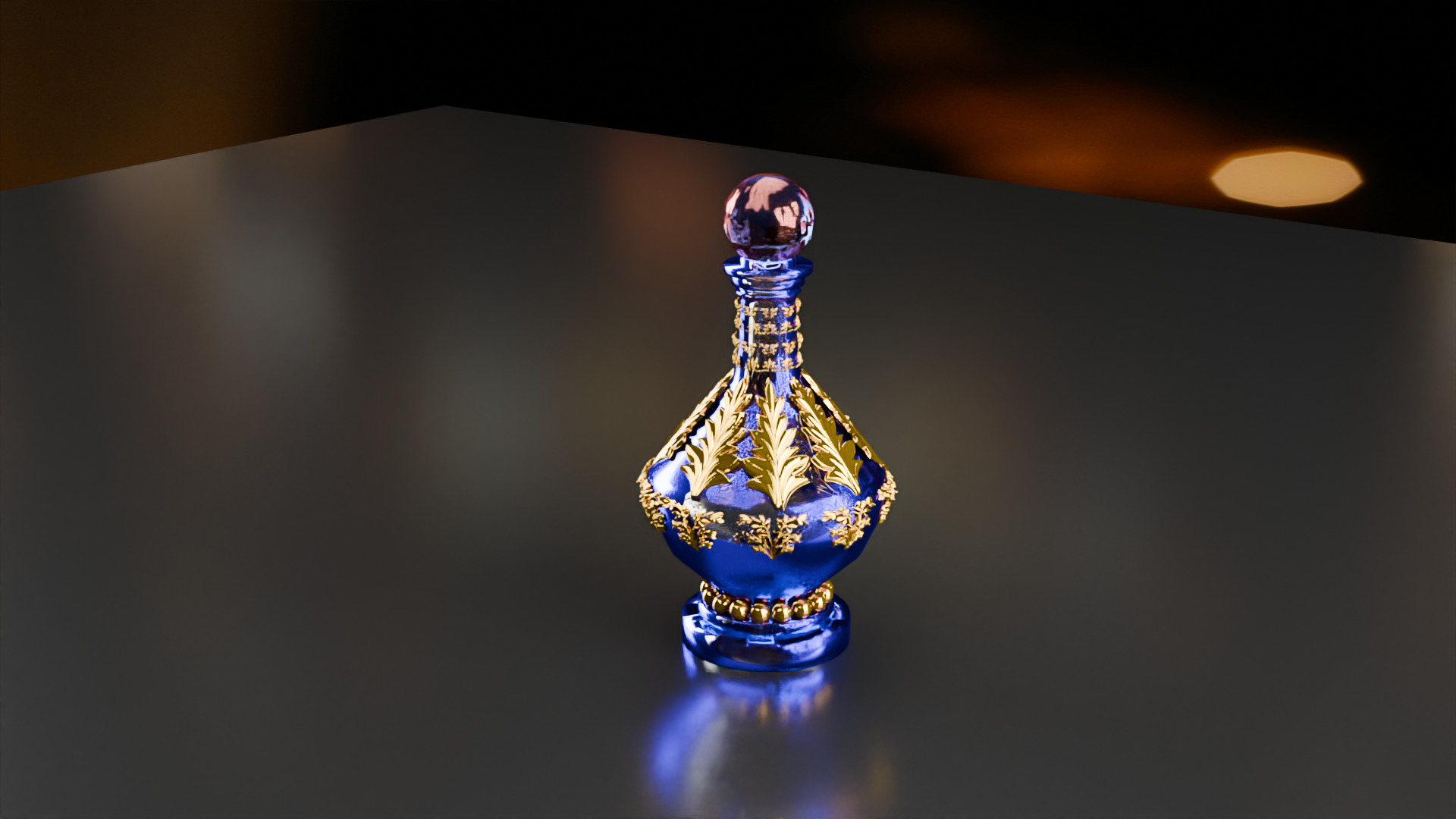 Blue Perfume In Glass Bottles 3D model_6